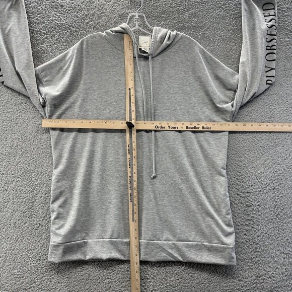 Hank & Henry Hoodie Women's Large Gray "Simply Obsessed" Lightweight Hoodie - Picture 8 of 12